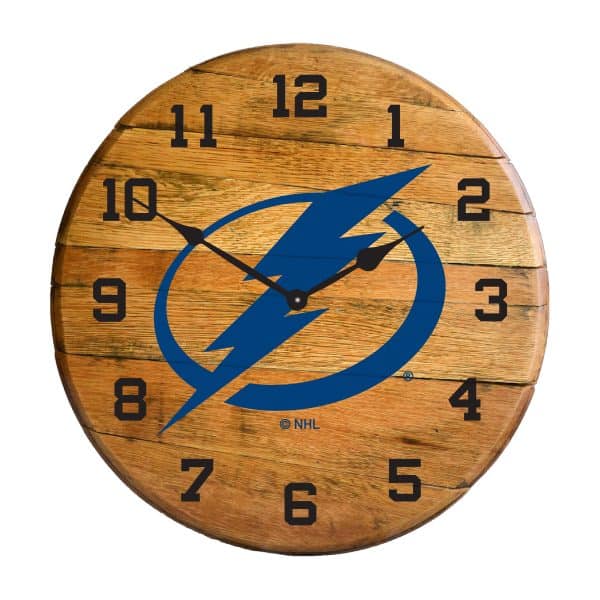 Tampa Bay Lightning Oak Barrel Clock 1