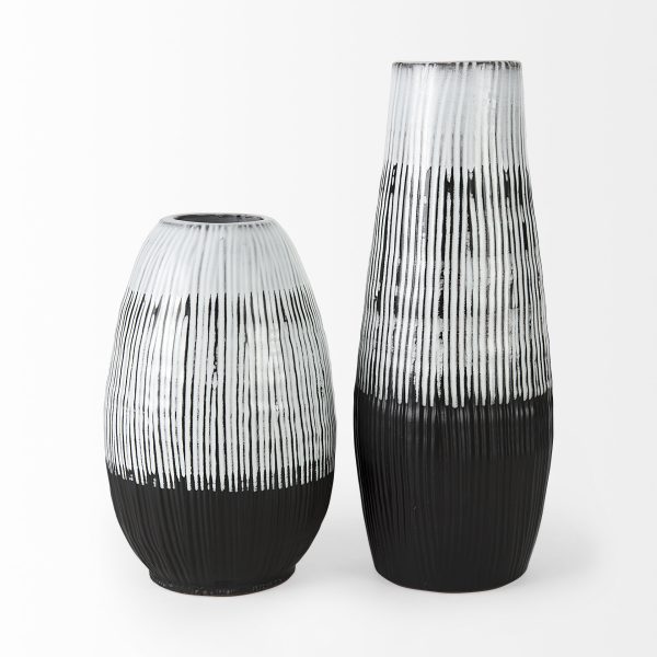 Tanami I Tall Dark BrownWhite Ceramic Vase 3
