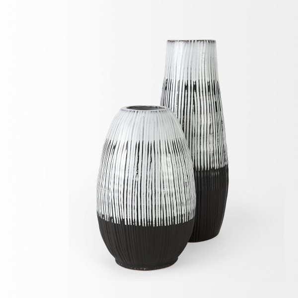 Tanami II Short Dark BrownWhite Glazed Ceramic Vase 4
