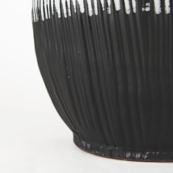 Tanami II Short Dark BrownWhite Glazed Ceramic Vase 7