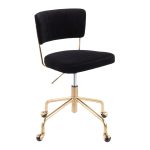 Tania Black Velvet Gold Contemporary Swivel Task Chair 14 Tania Black Velvet Gold Contemporary Swivel Task Chair