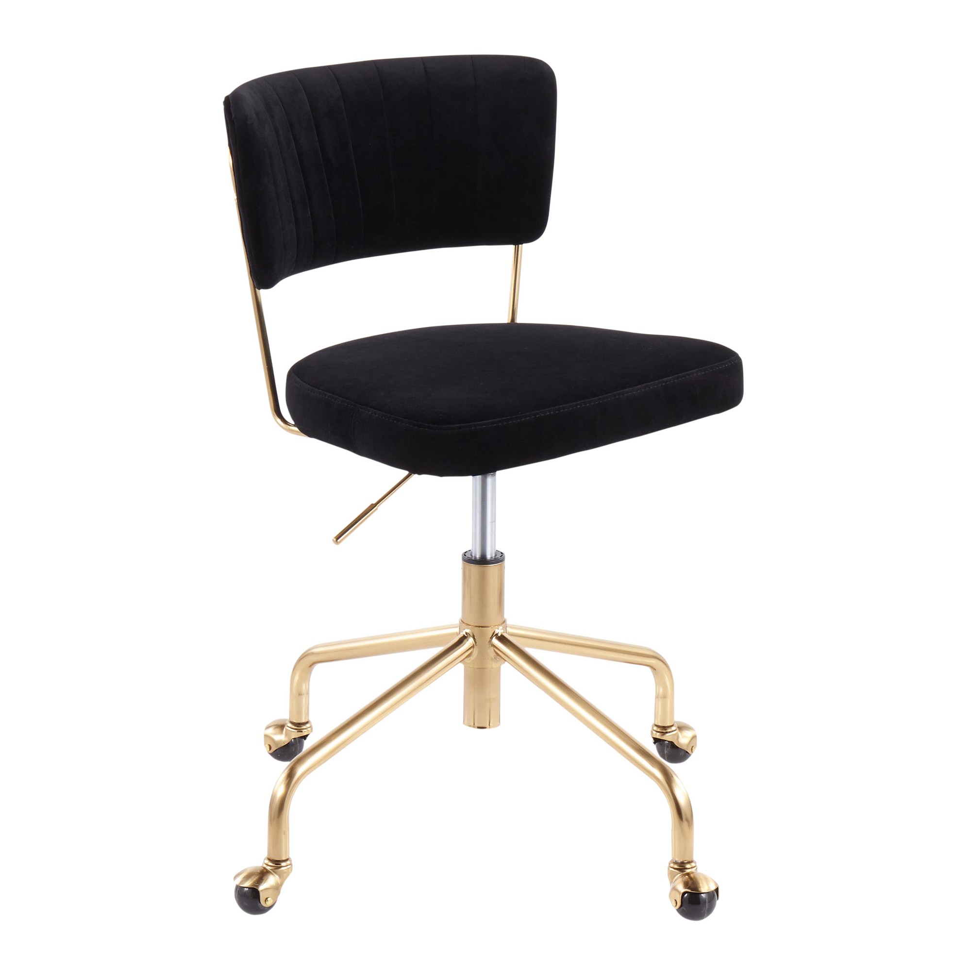 Tania Black Velvet Gold Contemporary Swivel Task Chair 4 Tania Black Velvet Gold Contemporary Swivel Task Chair - Image 4