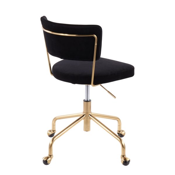 Tania Black Velvet Gold Contemporary Swivel Task Chair 5