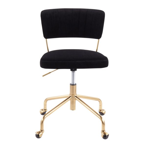 Tania Black Velvet Gold Contemporary Swivel Task Chair 7