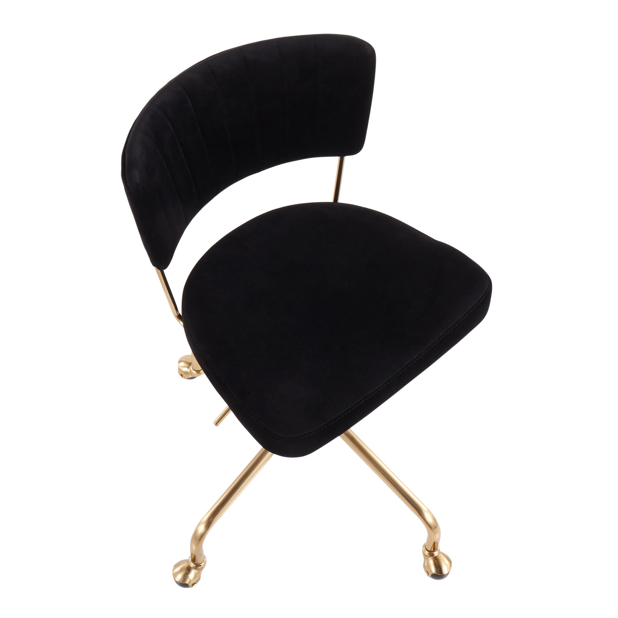 Tania Black Velvet Gold Contemporary Swivel Task Chair 9 Tania Black Velvet Gold Contemporary Swivel Task Chair - Image 9