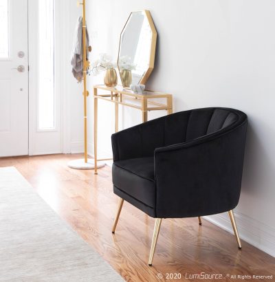 Tania Black Velvet Gold Metal Contemporary Accent Chair