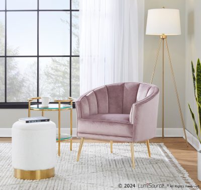 Tania Blush Velvet Gold Contemporary Accent Chair