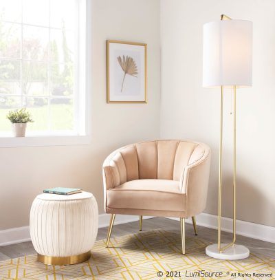 Tania Champagne Velvet Contemporary Accent Chair Gold Metal Legs