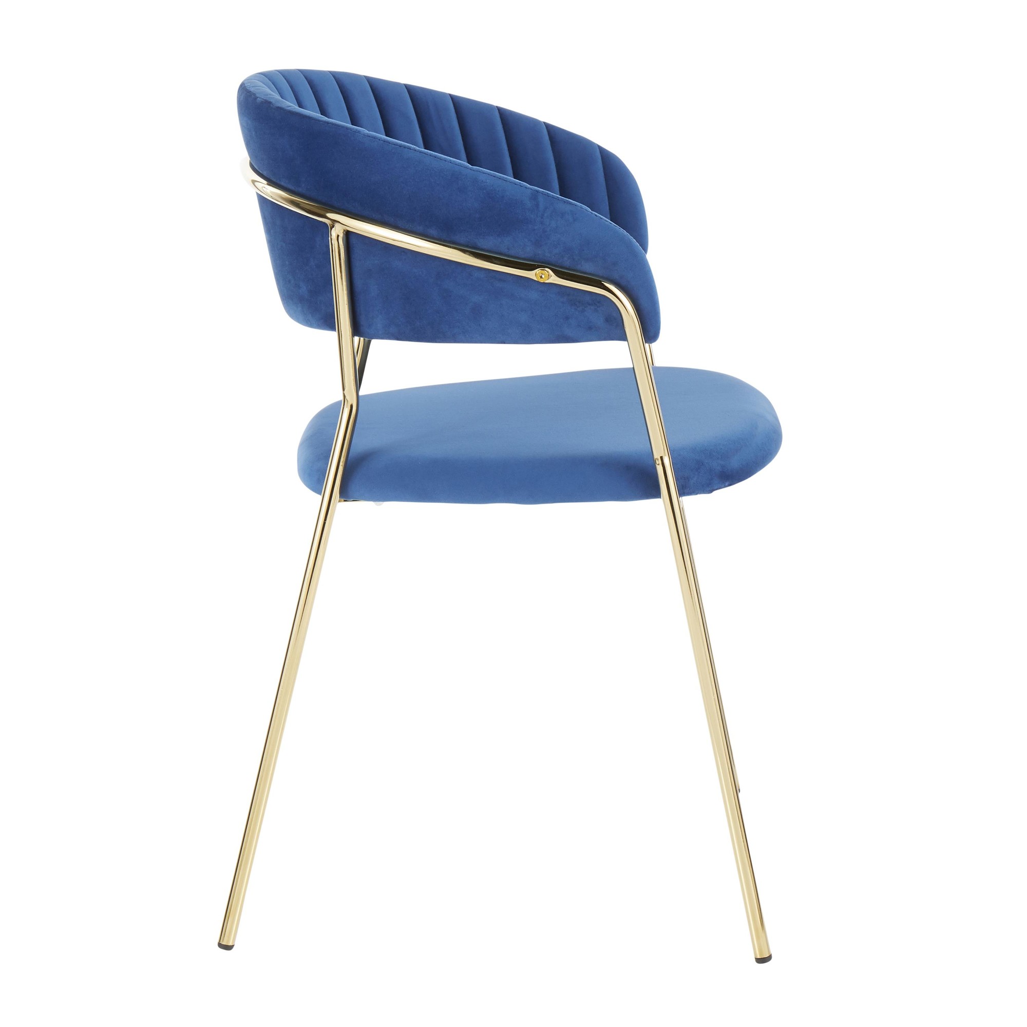 Tania Glam Blue Velvet Gold Chair Pair (Set of 2) 4 Tania Glam Blue Velvet Gold Chair Pair (Set of 2) - Image 4