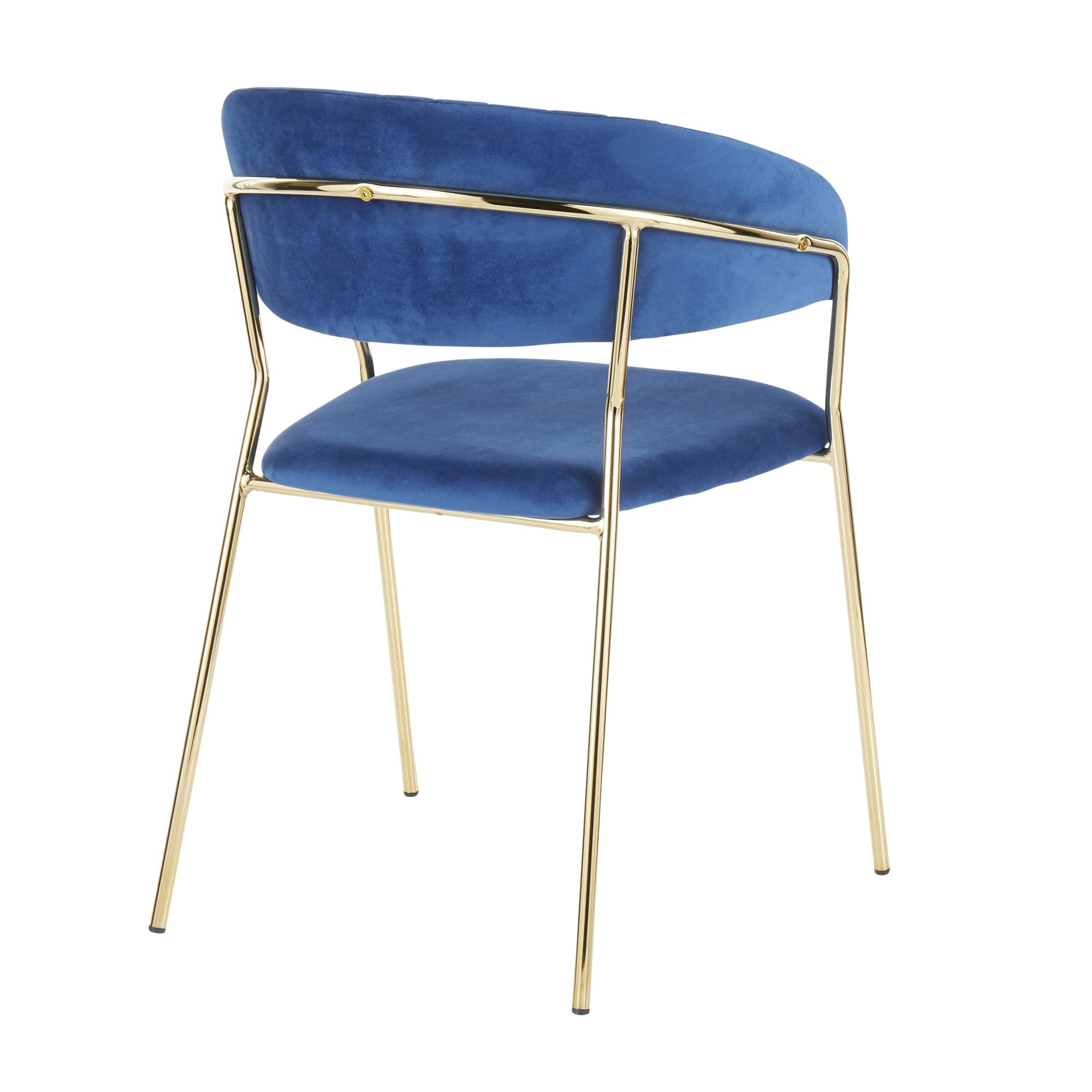 Tania Glam Blue Velvet Gold Chair Pair (Set of 2) 5 Tania Glam Blue Velvet Gold Chair Pair (Set of 2) - Image 5