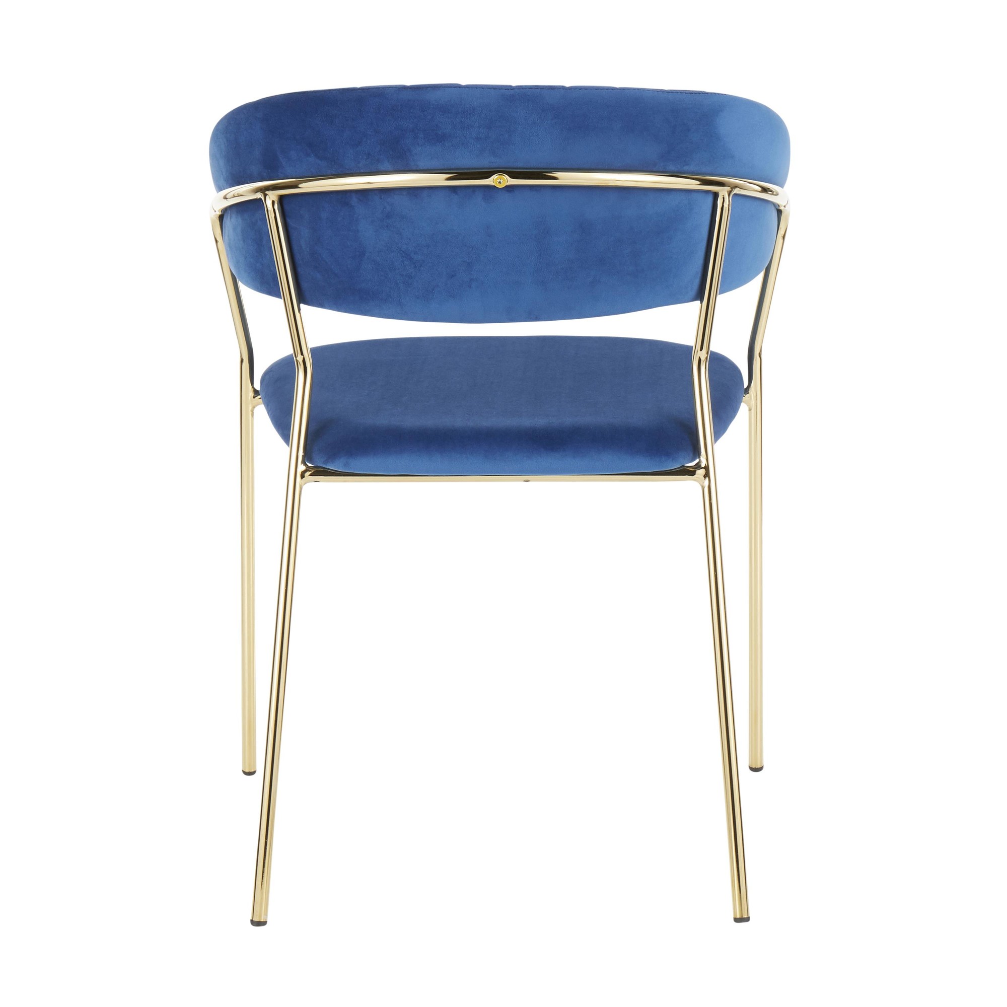 Tania Glam Blue Velvet Gold Chair Pair (Set of 2) 6 Tania Glam Blue Velvet Gold Chair Pair (Set of 2) - Image 6