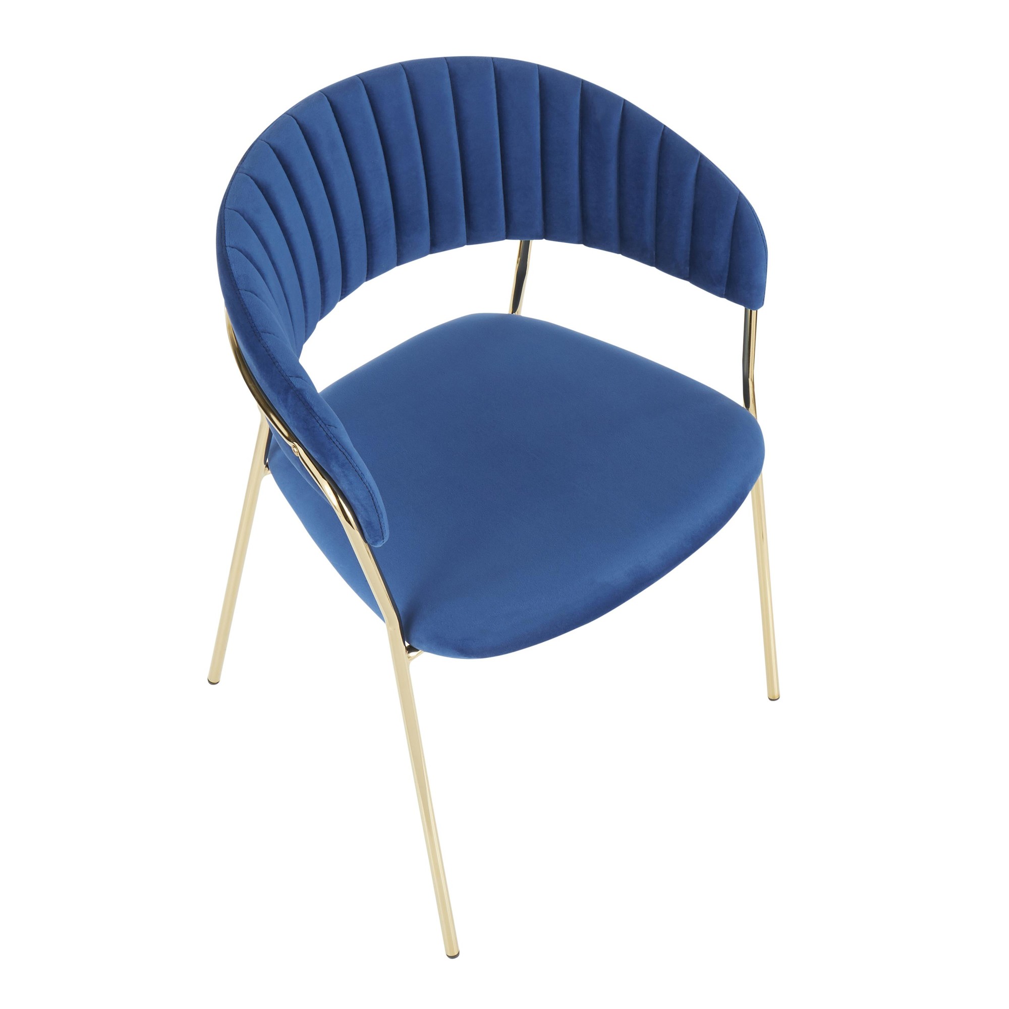 Tania Glam Blue Velvet Gold Chair Pair (Set of 2) 8 Tania Glam Blue Velvet Gold Chair Pair (Set of 2) - Image 8