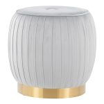 Tania Glam Silver Velvet Contemporary Ottoman Gold Steel Base 8 Tania Glam Silver Velvet Contemporary Ottoman Gold Steel Base