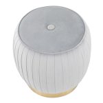 Tania Glam Silver Velvet Contemporary Ottoman Gold Steel Base 9 Tania Glam Silver Velvet Contemporary Ottoman Gold Steel Base
