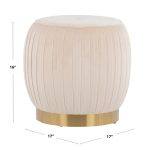 Tania Glam Silver Velvet Contemporary Ottoman Gold Steel Base 10 Tania Glam Silver Velvet Contemporary Ottoman Gold Steel Base