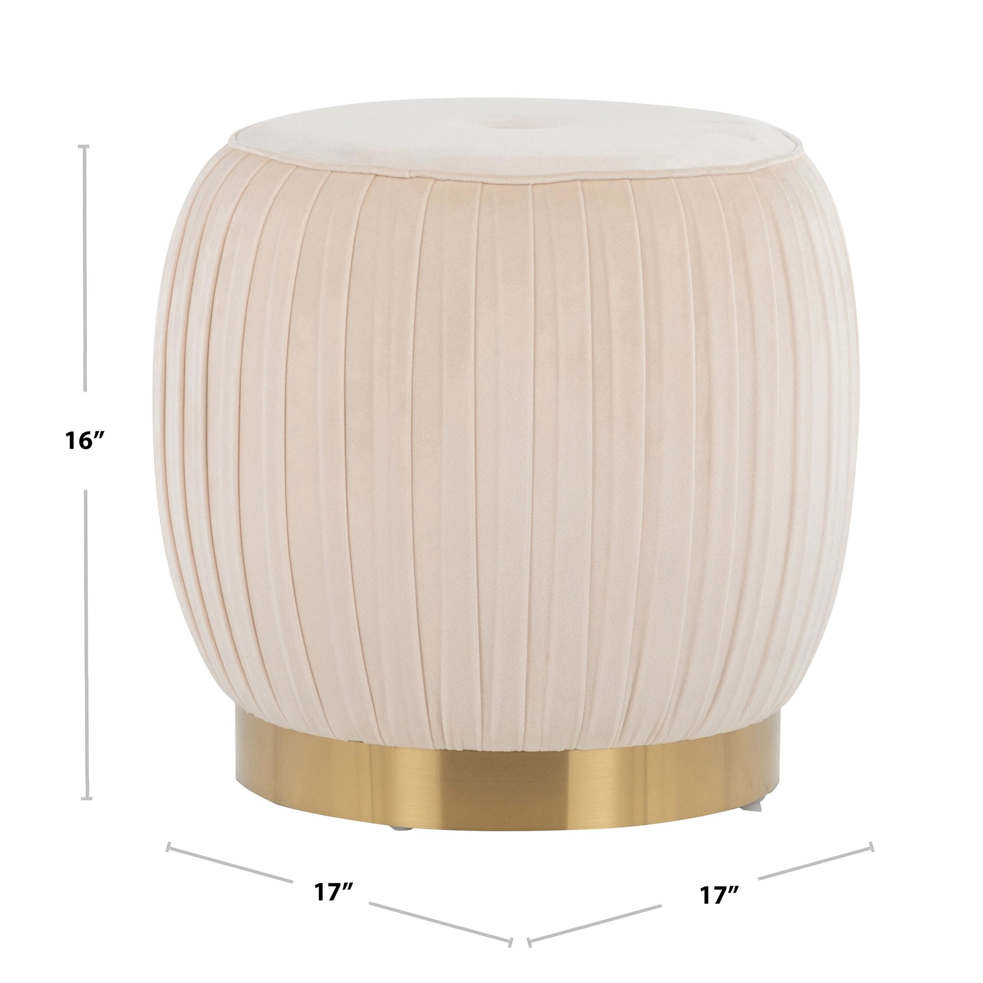 Tania Glam Silver Velvet Contemporary Ottoman Gold Steel Base 5 Tania Glam Silver Velvet Contemporary Ottoman Gold Steel Base - Image 5