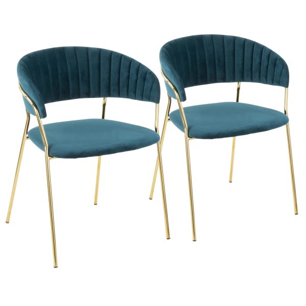Tania Glam Teal Velvet Gold Chair Set of 2 2