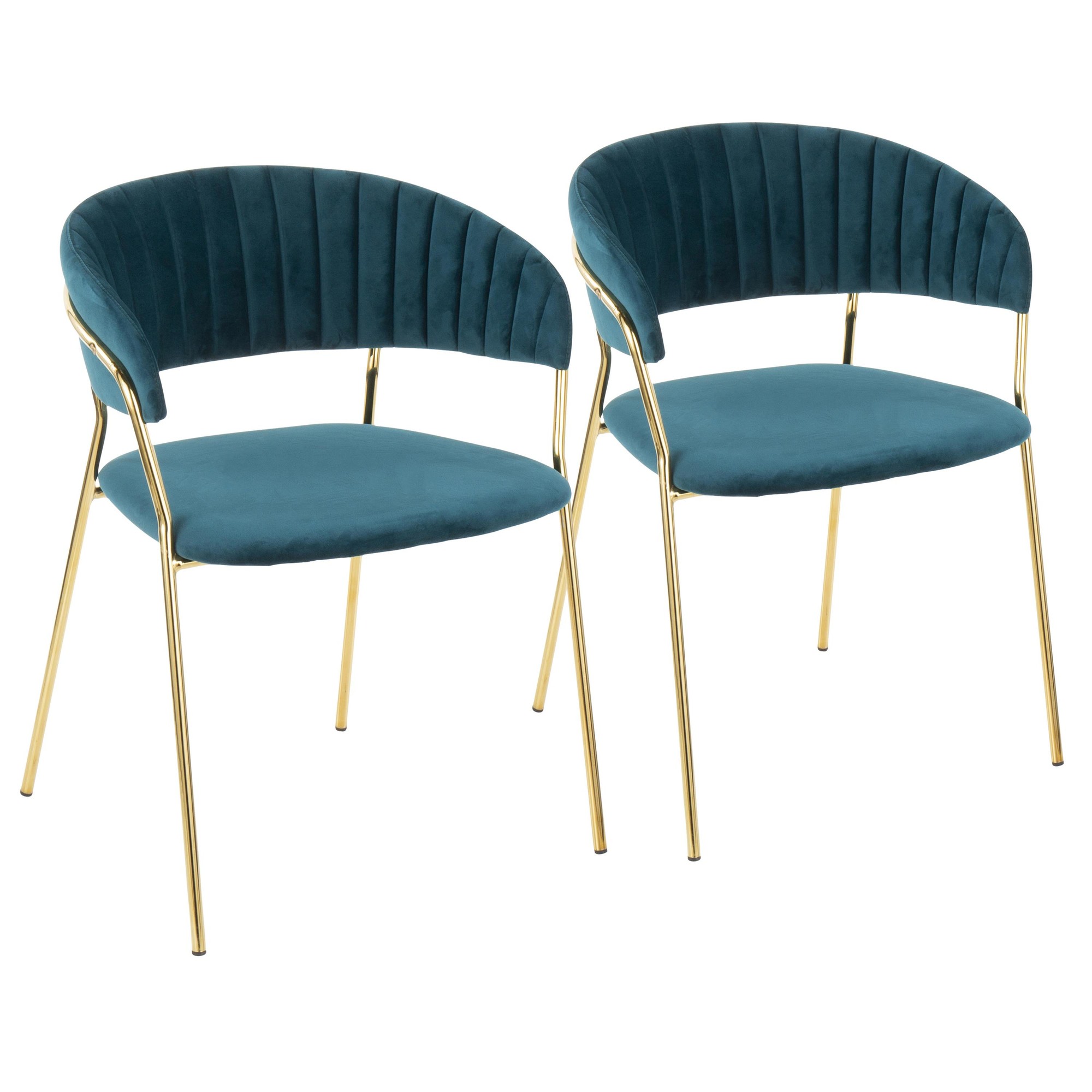 Tania Glam Teal Velvet Gold Chair (Set of 2) 3 Tania Glam Teal Velvet Gold Chair (Set of 2) - Image 3
