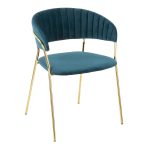 Tania Glam Teal Velvet Gold Chair (Set of 2) 14 Tania Glam Teal Velvet Gold Chair (Set of 2)