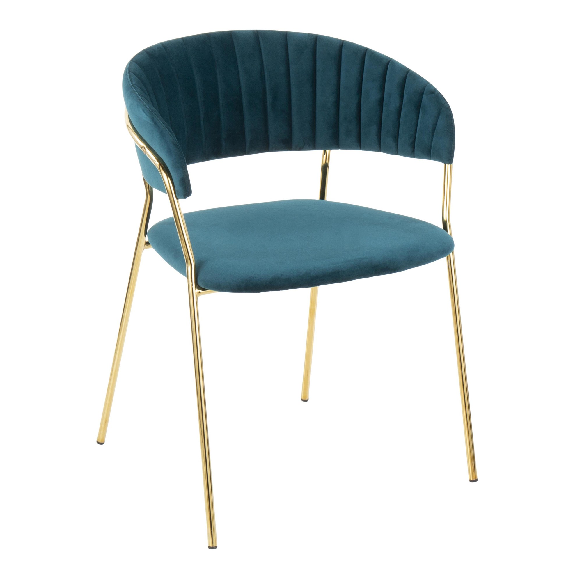 Tania Glam Teal Velvet Gold Chair (Set of 2) 4 Tania Glam Teal Velvet Gold Chair (Set of 2) - Image 4