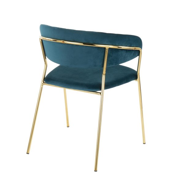 Tania Glam Teal Velvet Gold Chair Set of 2 5