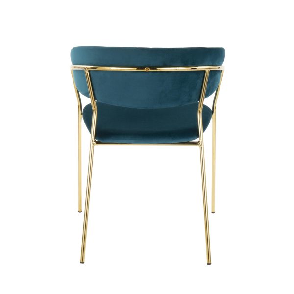 Tania Glam Teal Velvet Gold Chair Set of 2 6