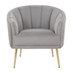 Tania Silver Velvet Gold Steel Contemporary Accent Chair 15 Tania Silver Velvet Gold Steel Contemporary Accent Chair