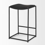 Taniel Black Leather w/ Black Metal Counter Stool