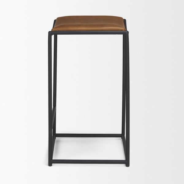 Taniel Brown Leather w Black Metal Counter Stool 3