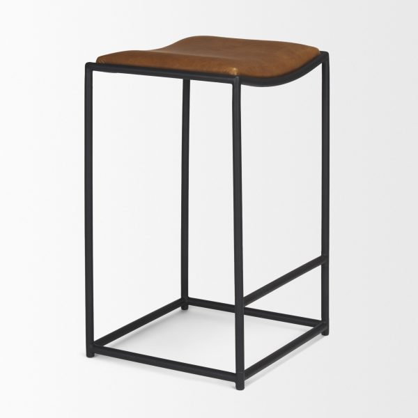 Taniel Brown Leather w Black Metal Counter Stool 6