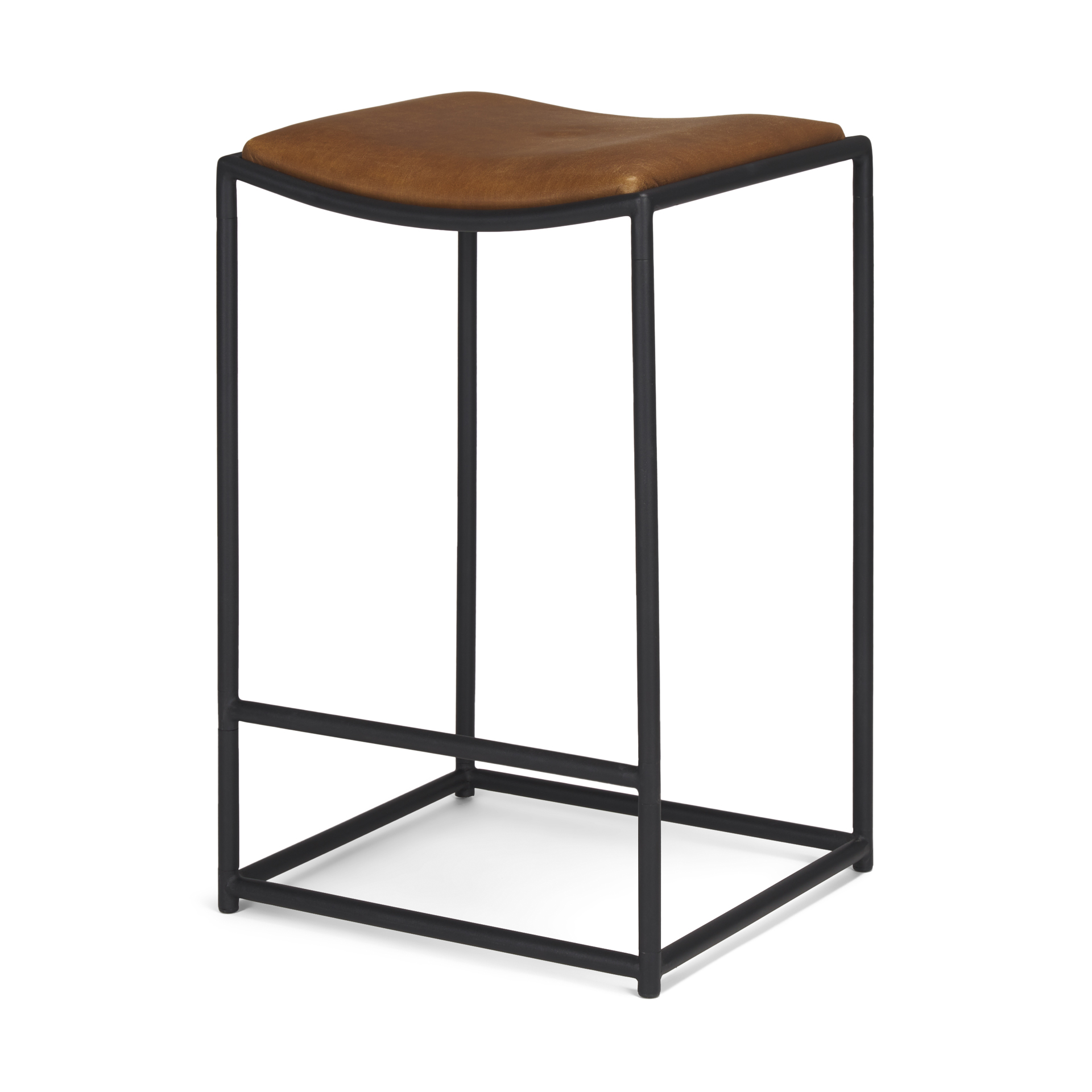 Taniel Brown Leather w Black Metal Counter Stool