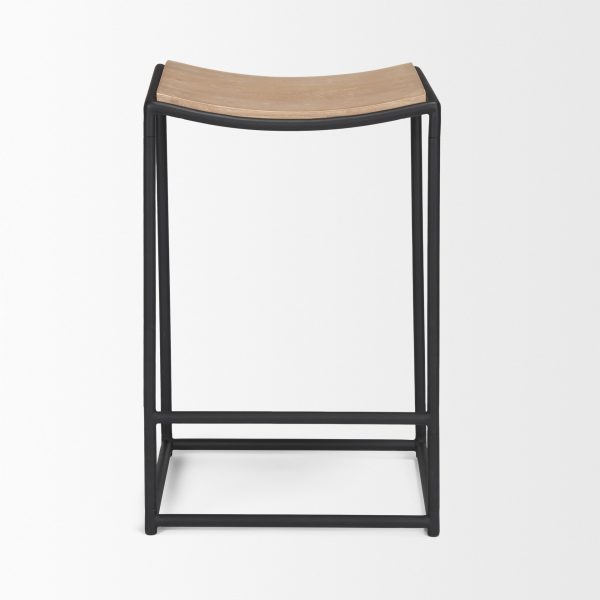 Taniel Light Brown Wood w Black Metal Counter Stool 2
