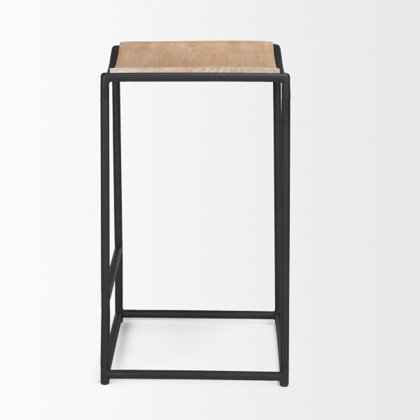 Taniel Light Brown Wood w Black Metal Counter Stool 3