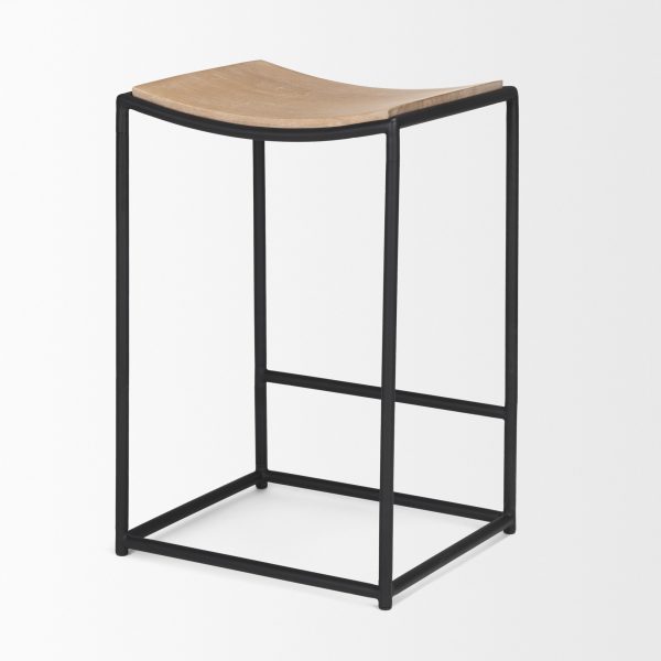 Taniel Light Brown Wood w Black Metal Counter Stool 5