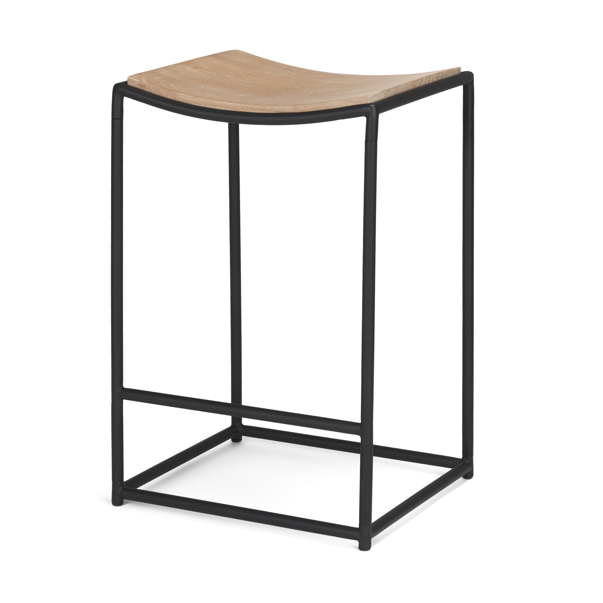 Taniel Light Brown Wood w Black Metal Counter Stool