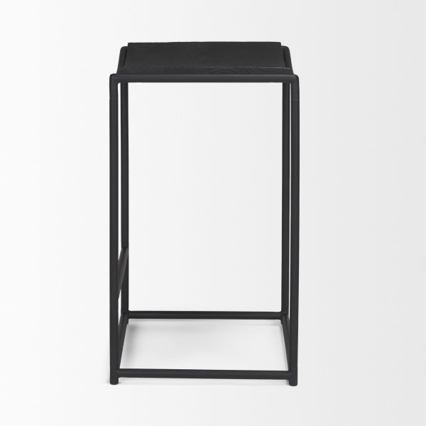 Taniel Textured Black Wood w Black Metal Counter Stool 3