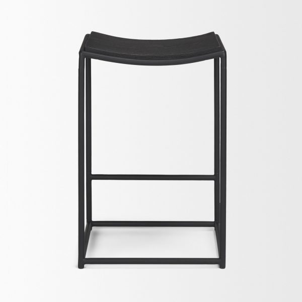 Taniel Textured Black Wood w Black Metal Counter Stool 4