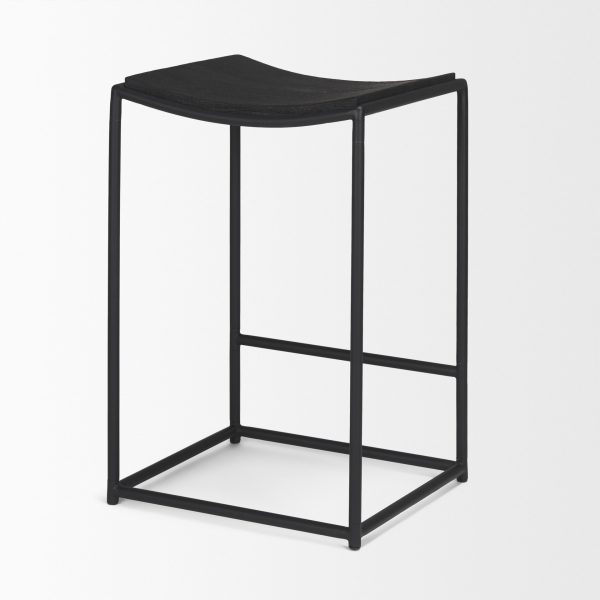 Taniel Textured Black Wood w Black Metal Counter Stool 5