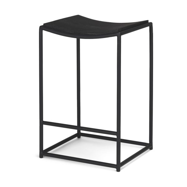 Taniel Textured Black Wood w Black Metal Counter Stool