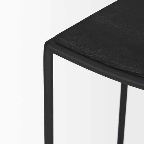 Taniel Textured Black Wood w Black Metal Counter Stool 8
