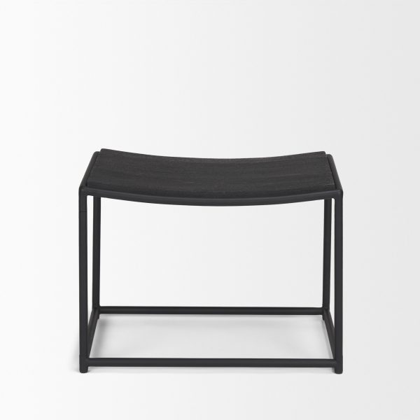 Taniel Textured Black Wood w Black Metal Stool 2