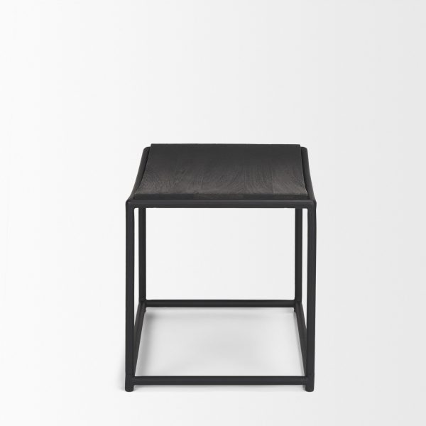 Taniel Textured Black Wood w Black Metal Stool 3
