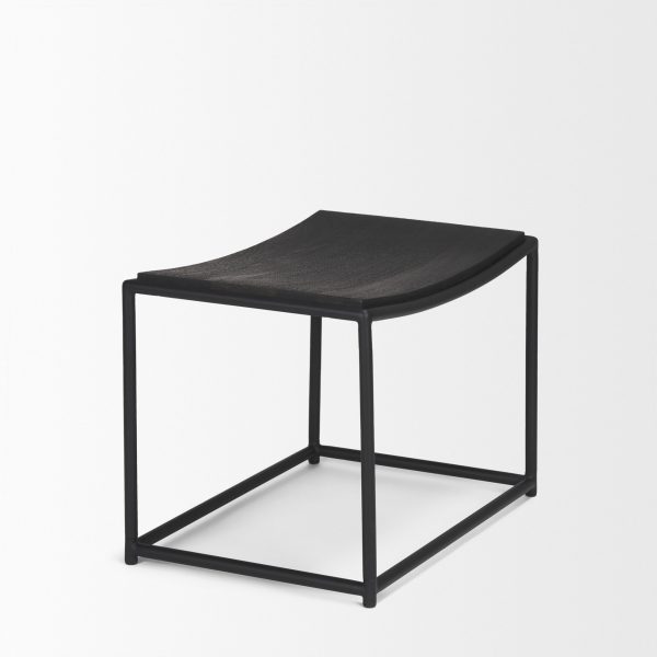 Taniel Textured Black Wood w Black Metal Stool 4