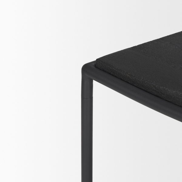 Taniel Textured Black Wood w Black Metal Stool 6