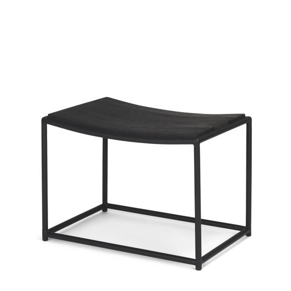 Taniel Textured Black Wood w Black Metal Stool