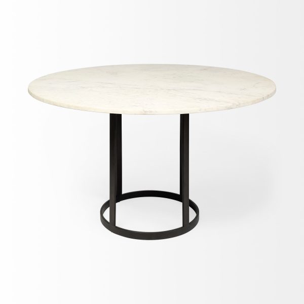 Tanner II 48 Round White Marble Top Black Metal Base Dining Table 3