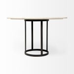 Tanner II 48" Round White Marble Top Black Metal Base Dining Table