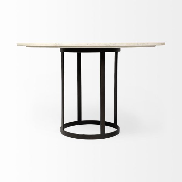 Tanner II 48 Round White Marble Top Black Metal Base Dining Table 4