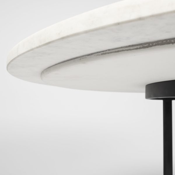 Tanner II 48 Round White Marble Top Black Metal Base Dining Table 6