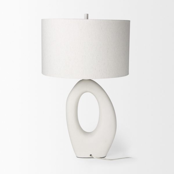 Tao 20.0L x 20.0W x 33.0H Cream Base WWhite Shade Table Lamp 4